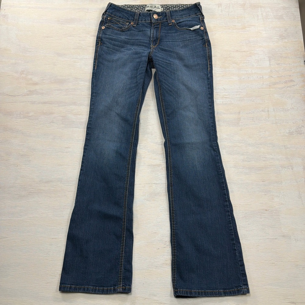 Ariat Jeans REAL Denim 30L Bootcut Mid Rise Embroidered Pockets Blue Women